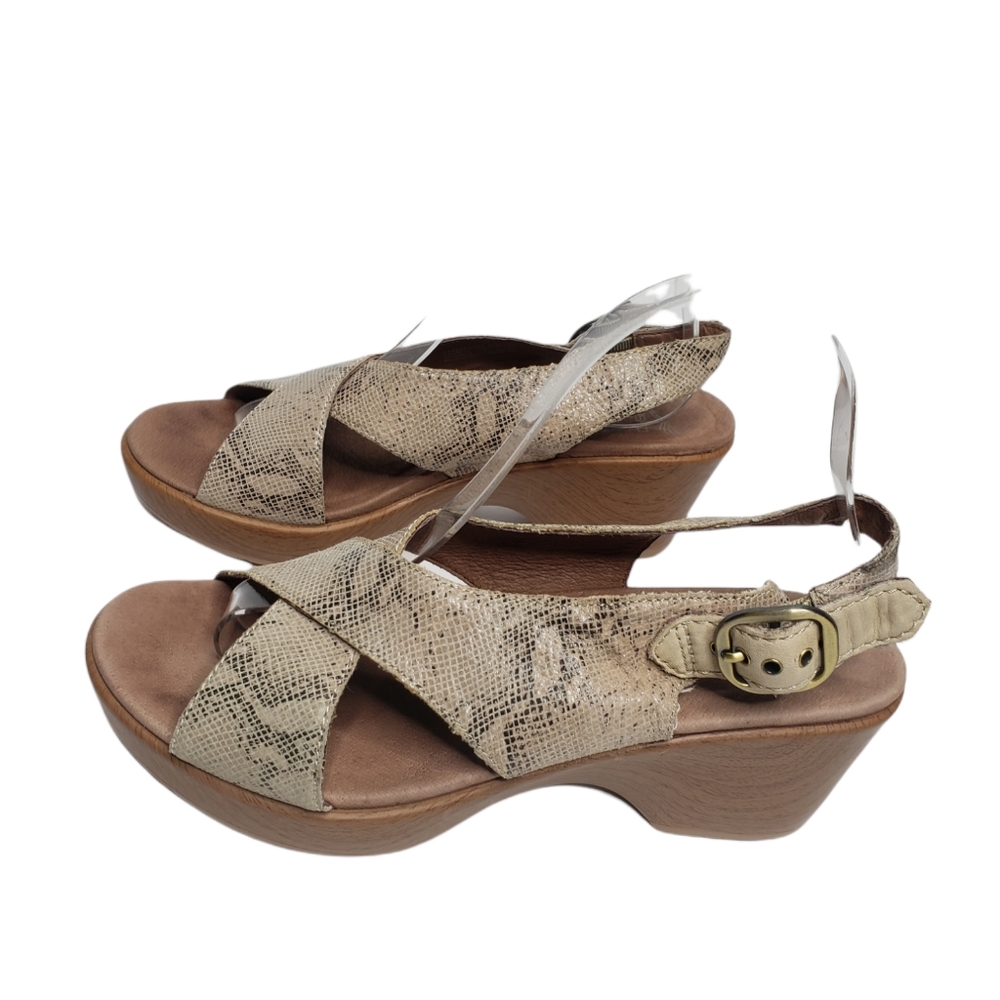 Dansko Snake Print Open Toe Clog Size 39/8.5 - image 6